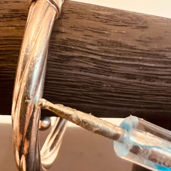 VTG Unisex 925 Silver Twisted Rope Hinged Bangle Bracelet Jewelry Italy Signed - Picture 5 of 7